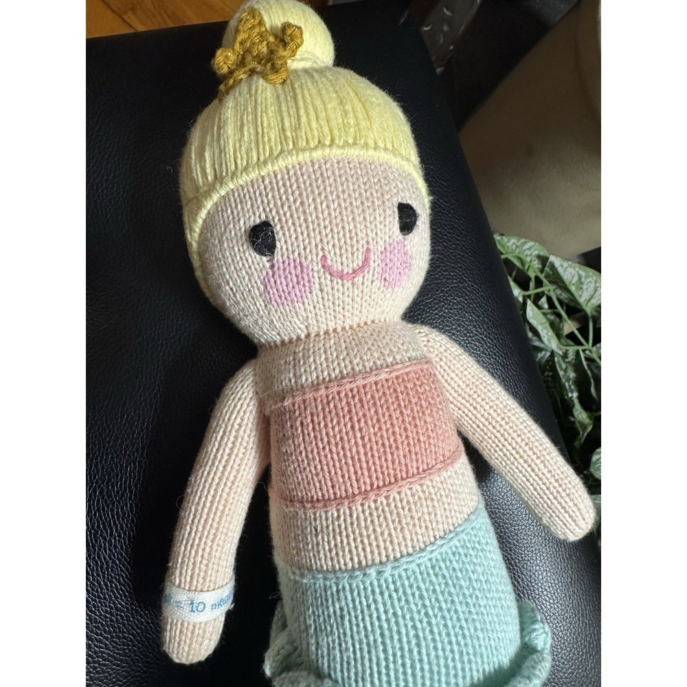 Cuddle + Kind Skye Mermaid Blonde Handmade Knit Plush Doll Stuffed Toy Peru